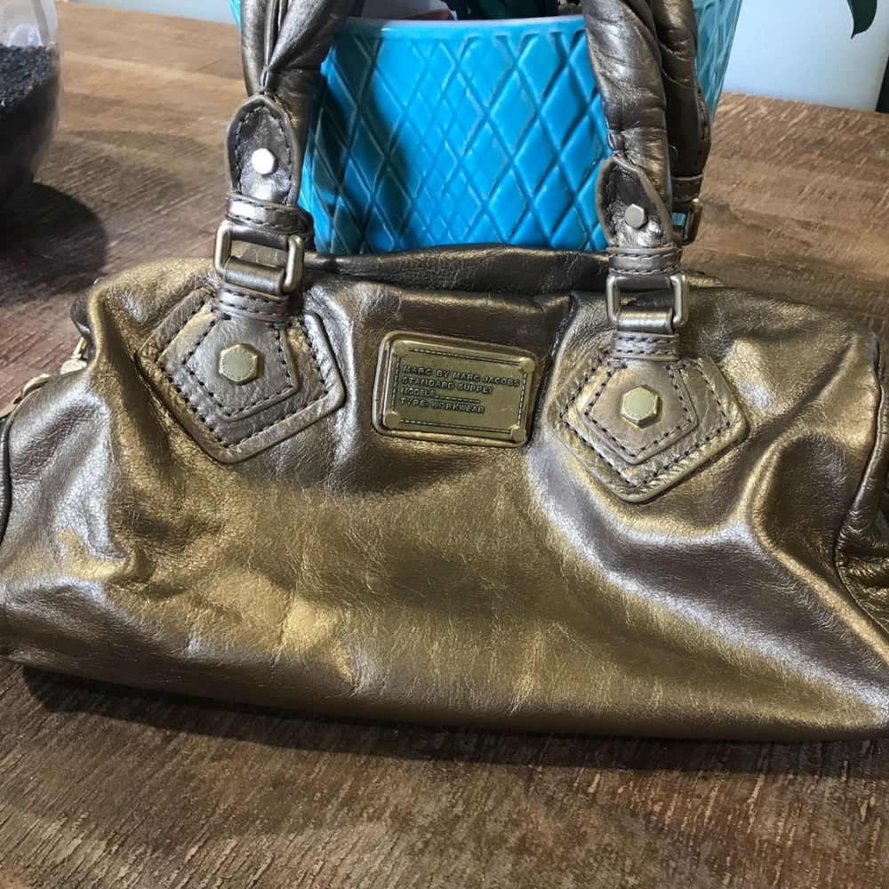 Marc Jacobs gold leather shoulder and handbag